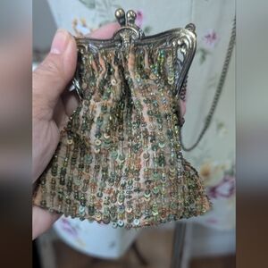 Vintage‎ Silk  Beaded Evening Small Bag /Purse